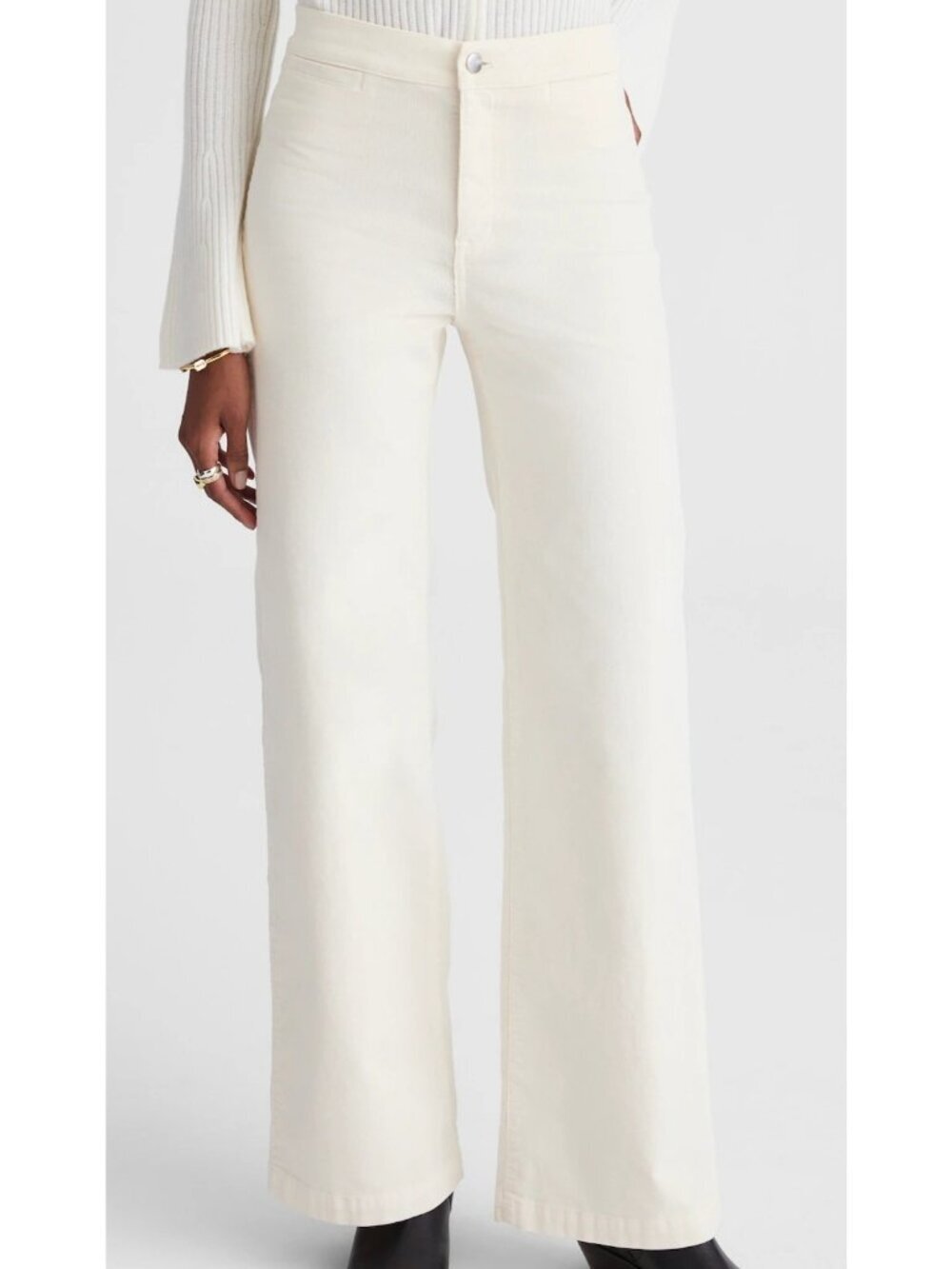 Madewell The Wide-Leg Pant in Corduroy~Size 31~Vintage Ivory Trouser NWT L11 24